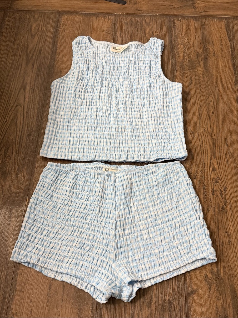 No Boundaries Baby Blue Smocked Tank & Shorts Set